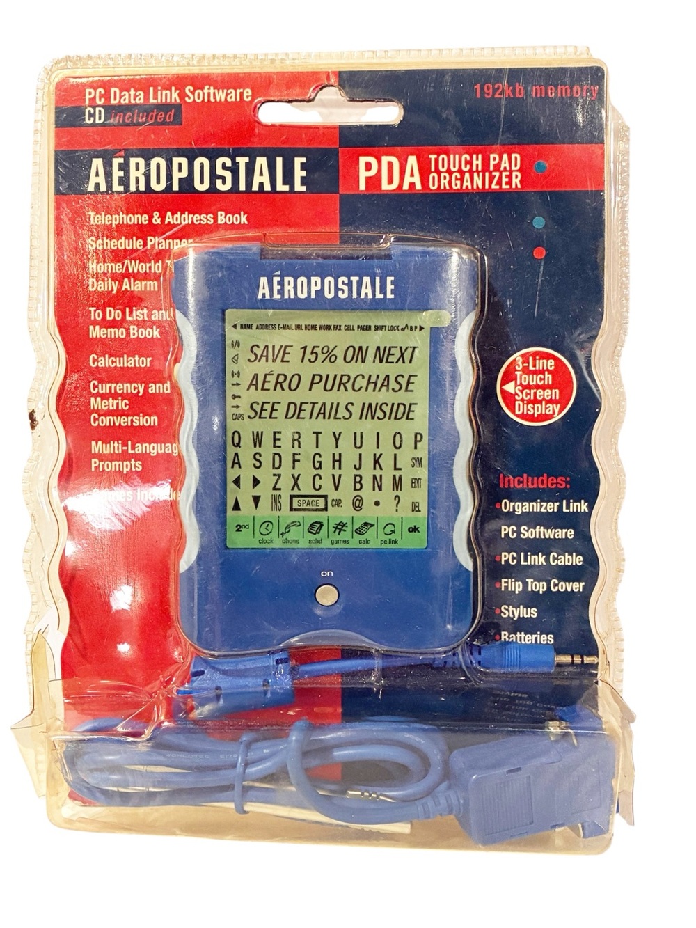 Aeropostale Vintage PDA Touch Pad Organizer 192‎ kb Memory BLUE Electronic NEW